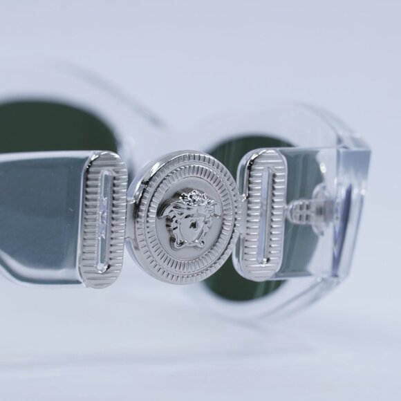 Versace VE4480U 148/30 Sunglasses Crystal Oval Frame, Green with Silver Lenses